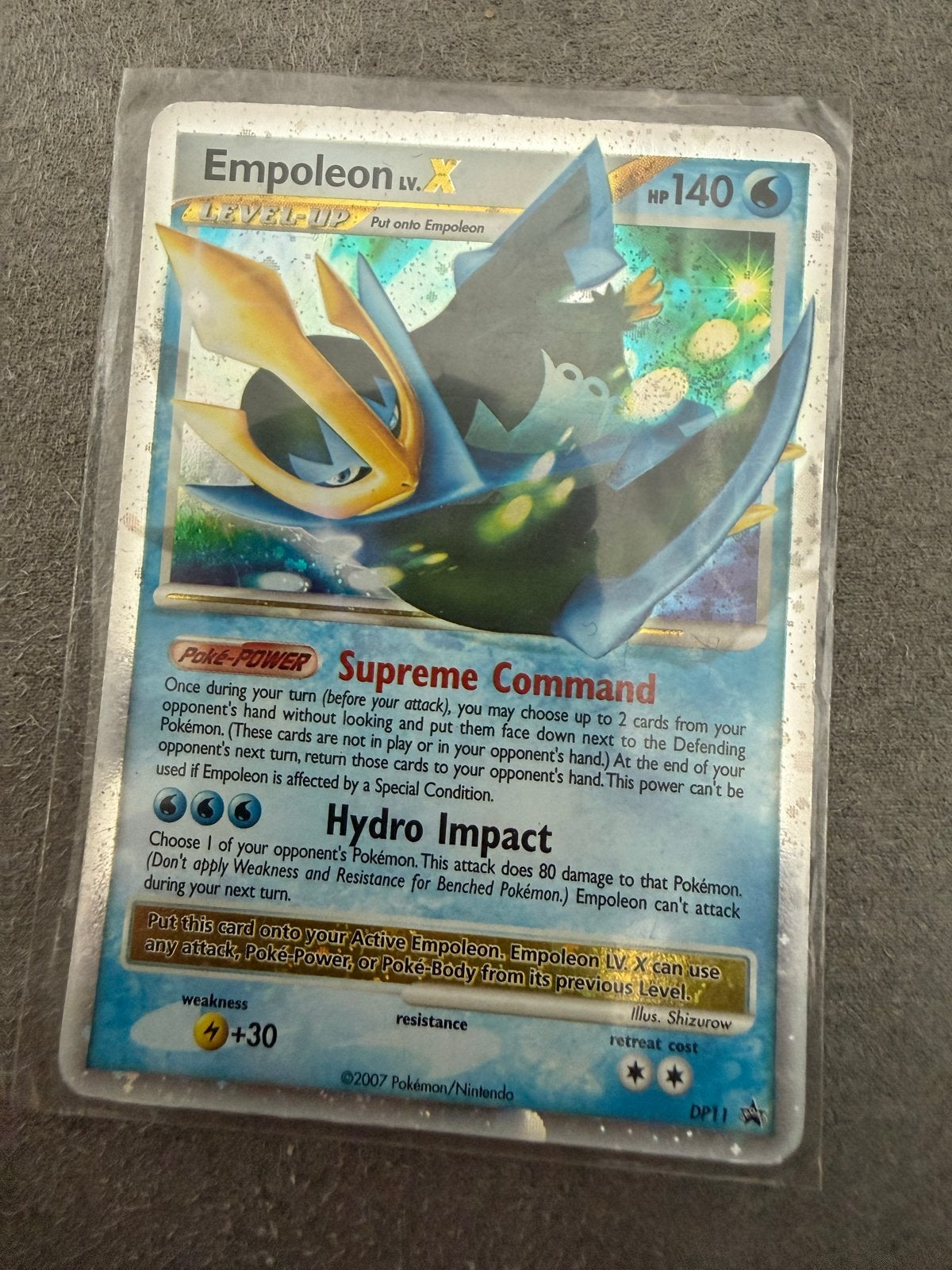 Empoleon LV.X DPPR 11 Pokémon Kaart, Ophalen of Verzenden, Gebruikt, Losse kaart, Foil