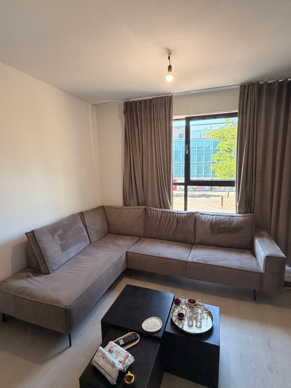 Velvet hoekbank 280/210, Huis en Inrichting, Banken | Complete zithoeken, Ophalen of Verzenden, Zo goed als nieuw