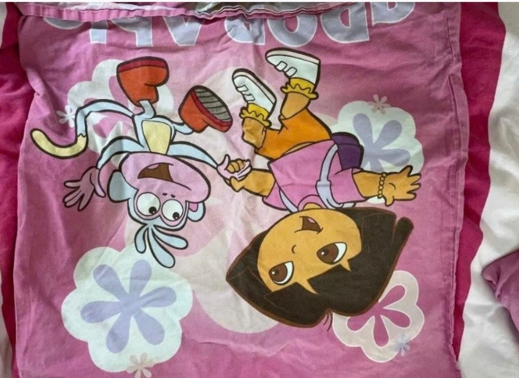 Roze dekbedovertrek met Dora, Ophalen, Gebruikt, Meisje, Dekbedovertrek