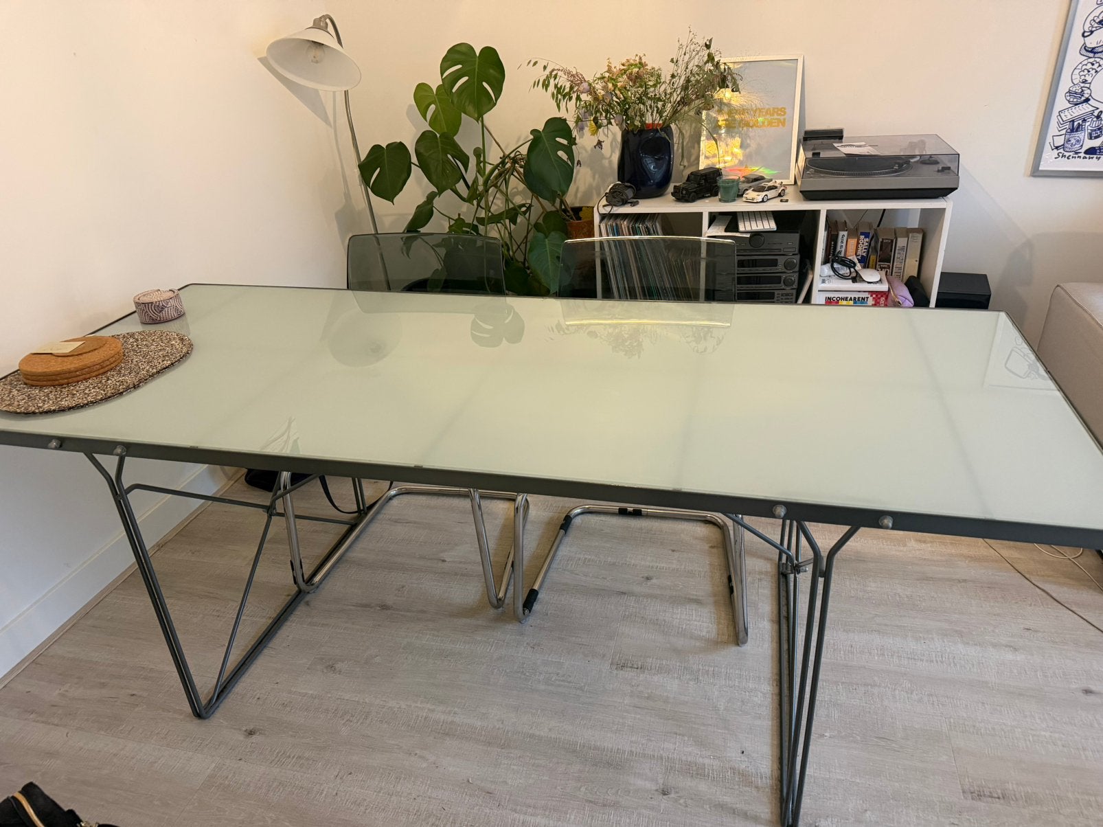 Vintage Ikea Glas Eettafel, Huis en Inrichting, Ophalen, 100 tot 150 cm, 50 tot 100 cm, Rechthoekig