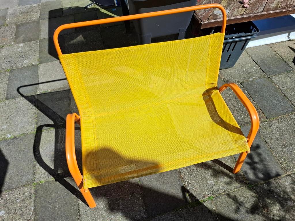 Royal Patio tuinstoel geel/oranje 2 stuks ( vanaf 30 euro ), Ophalen, Gebruikt, Overige materialen