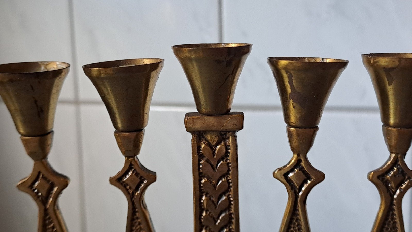 Vintage Israëlische Menora - gemarkeerd, Ophalen of Verzenden, Koper of Brons