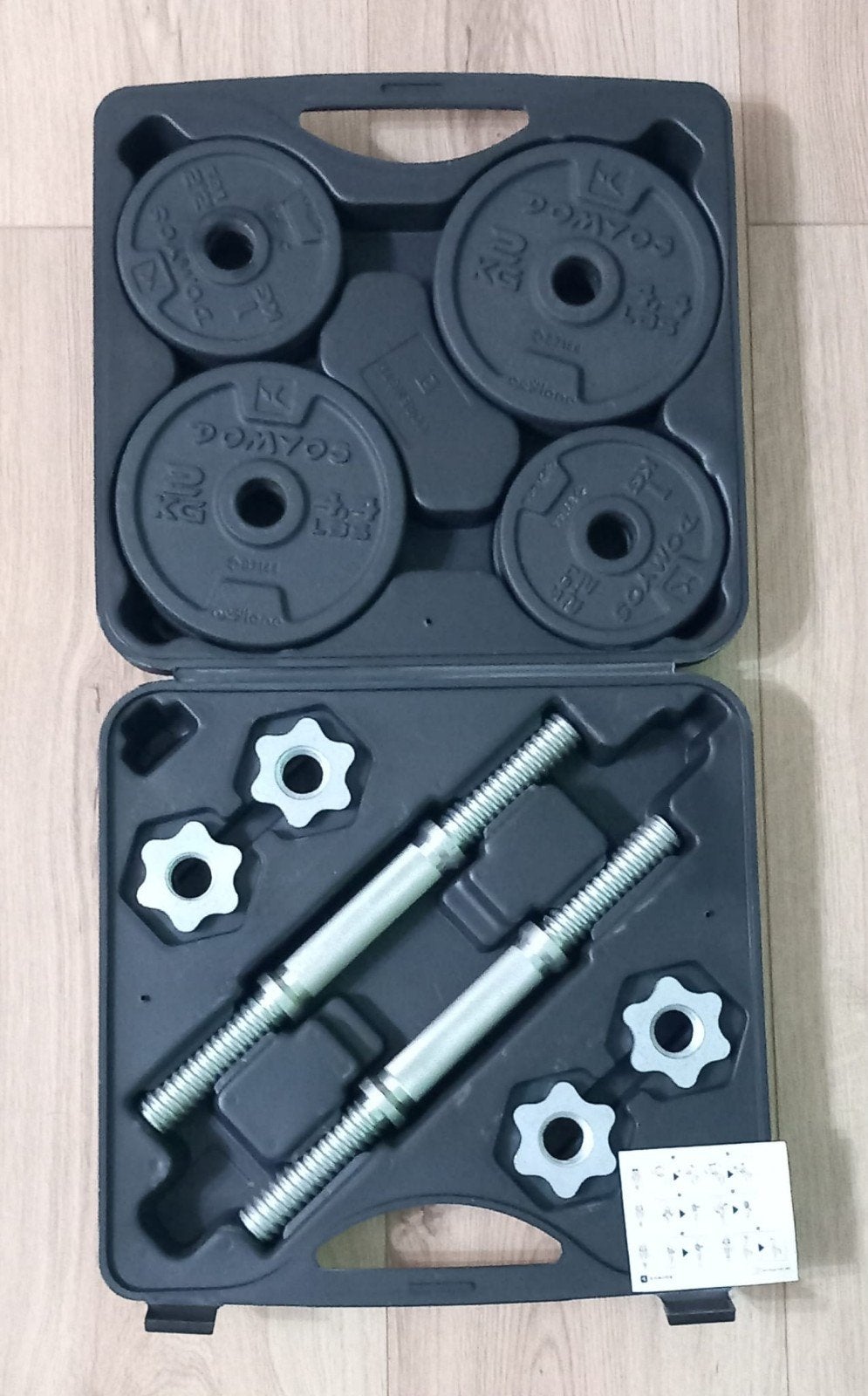 Domyos Dumbbell Set 20kg met Koffer, Sport en Fitness, Fitnessmaterialen, Ophalen, Gebruikt, Armen, Halterset
