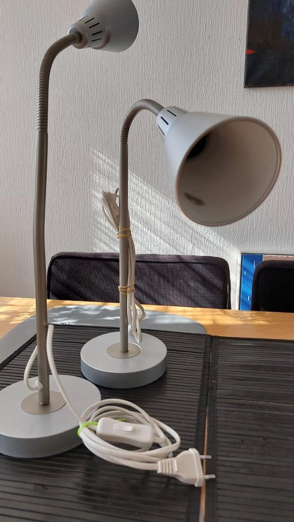 Twee zilvergrijze vintage ikea bureaulampen, Ophalen of Verzenden, Gebruikt