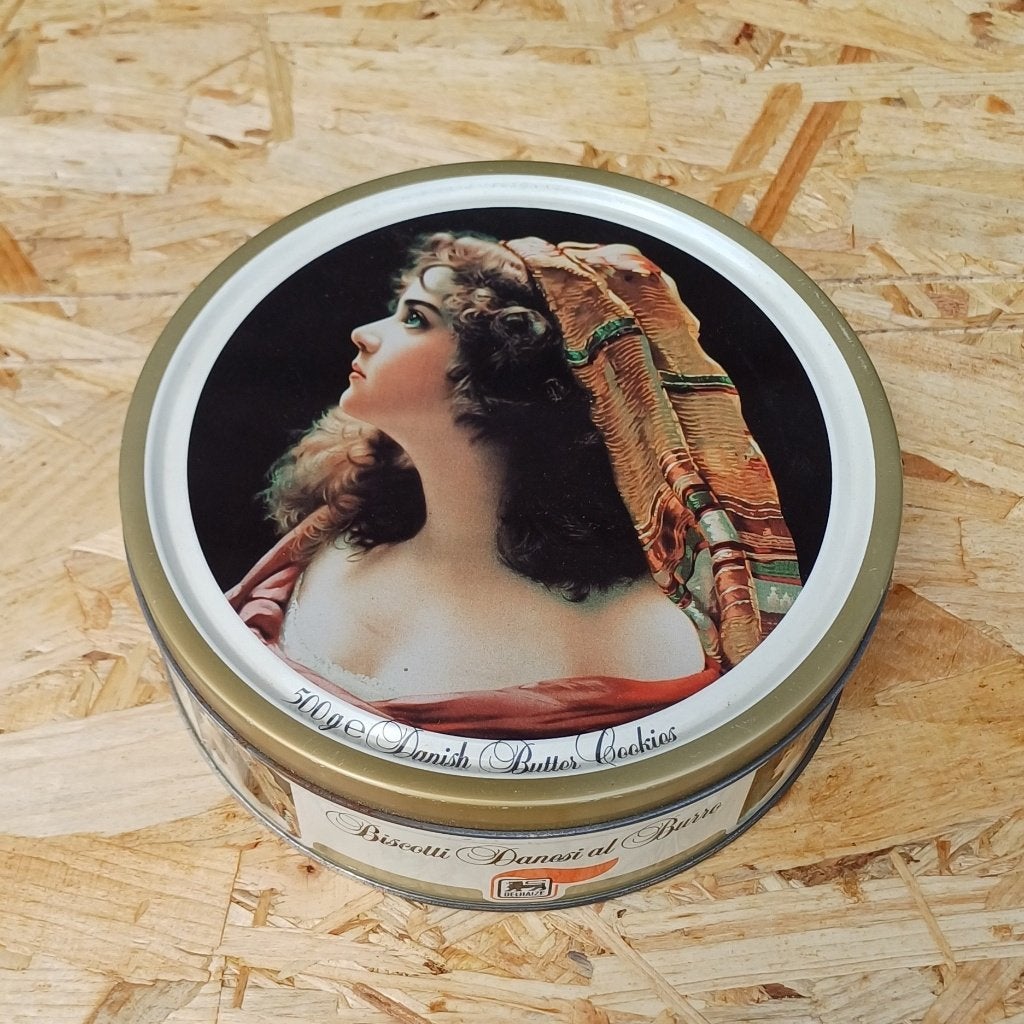 Vintage Delhaize Deense Boterkoekjes Blik, Verzamelen, Ophalen of Verzenden, Gebruikt, Koek(jes), Overige merken
