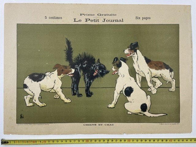 poster Le Petit Journal Chiens et chat 1900-1914, Ophalen of Verzenden, Zo goed als nieuw, A1 t/m A3, Dier of Natuur