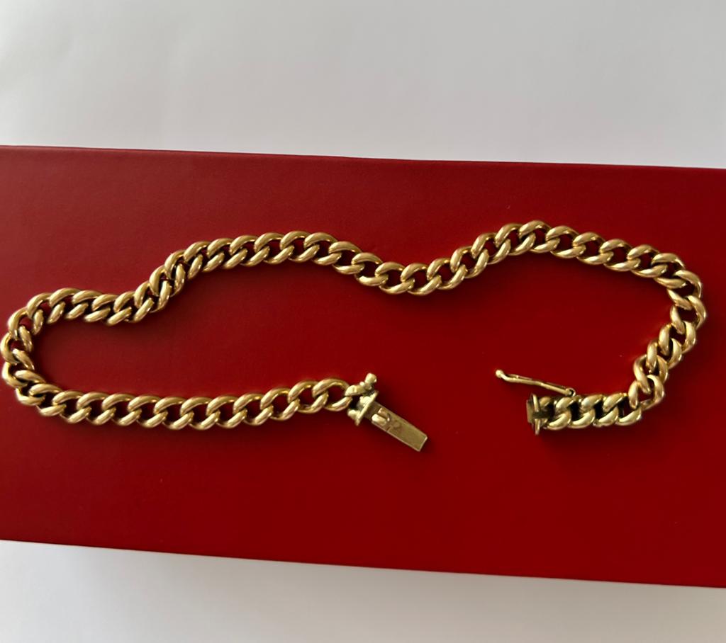 14 karaats gouden armband gourmet schakel, Sieraden, Tassen en Uiterlijk, Armbanden, Ophalen of Verzenden, Zo goed als nieuw, Goud