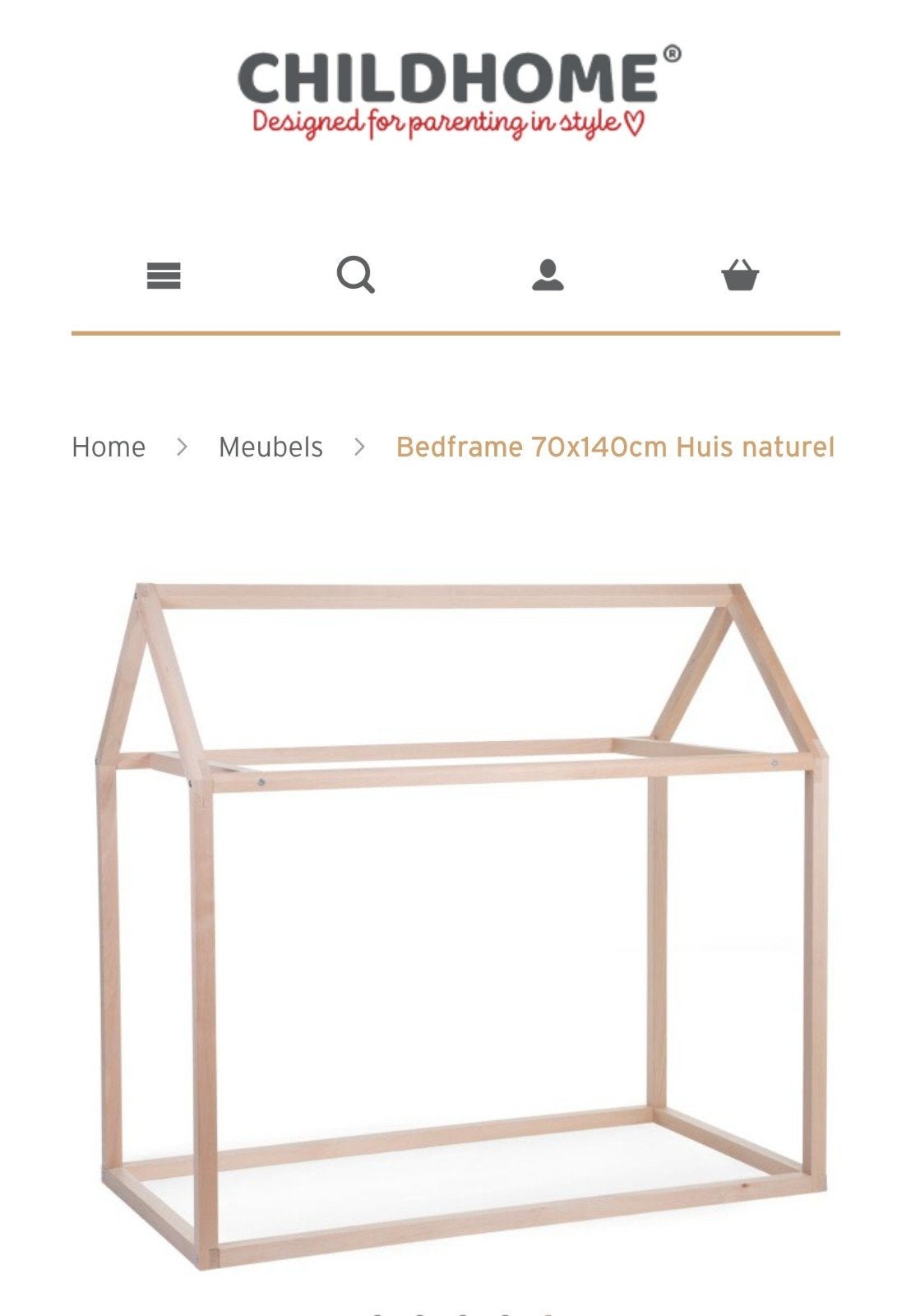 Childhome Bedframe Huis naturel 70x140cm - Nieuw in doos, Kinderen en Baby's, Kinderkamer | Bedden, Ophalen, Nieuw, 140 tot 160 cm