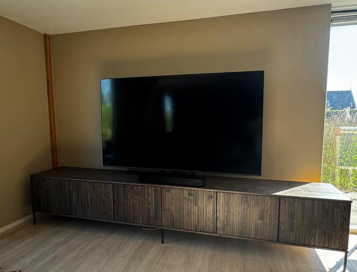 Tv meubel new gravure Espresso 2x 150cm, Huis en Inrichting, Kasten | Televisiemeubels, Ophalen, 25 tot 50 cm, Minder dan 100 cm