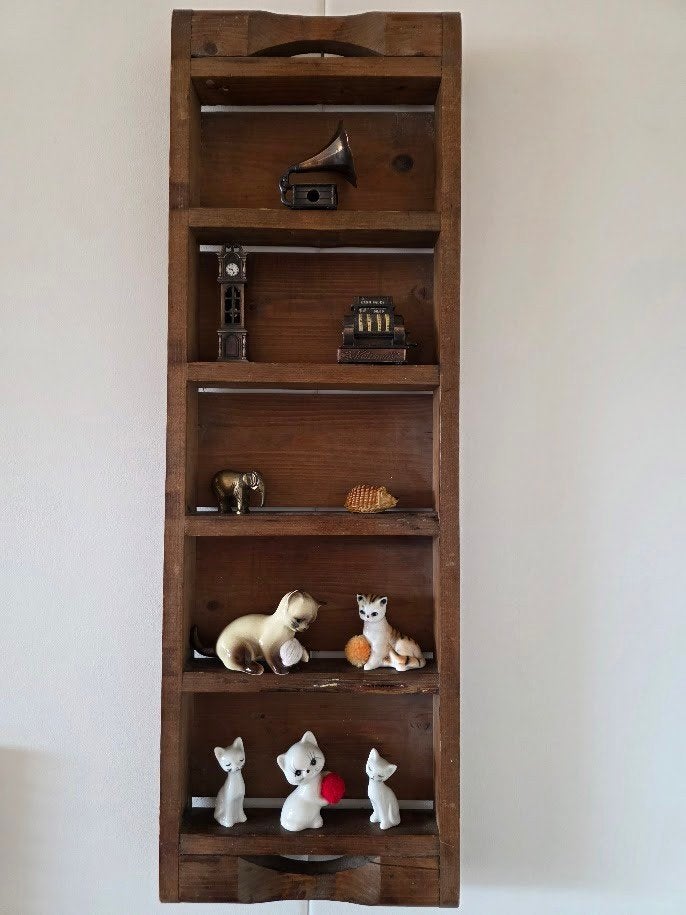 Vintage houten bakstenen mal wandrek vakkenkast brocante, Ophalen of Verzenden