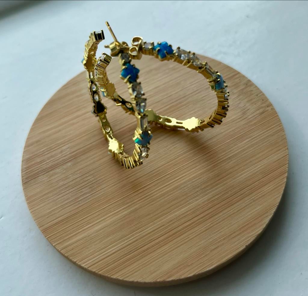 Franky Amsterdam Adriana Vergulde Oorbellen met Zirkonia, Met kristal, Overige materialen, Hangers, Ophalen of Verzenden