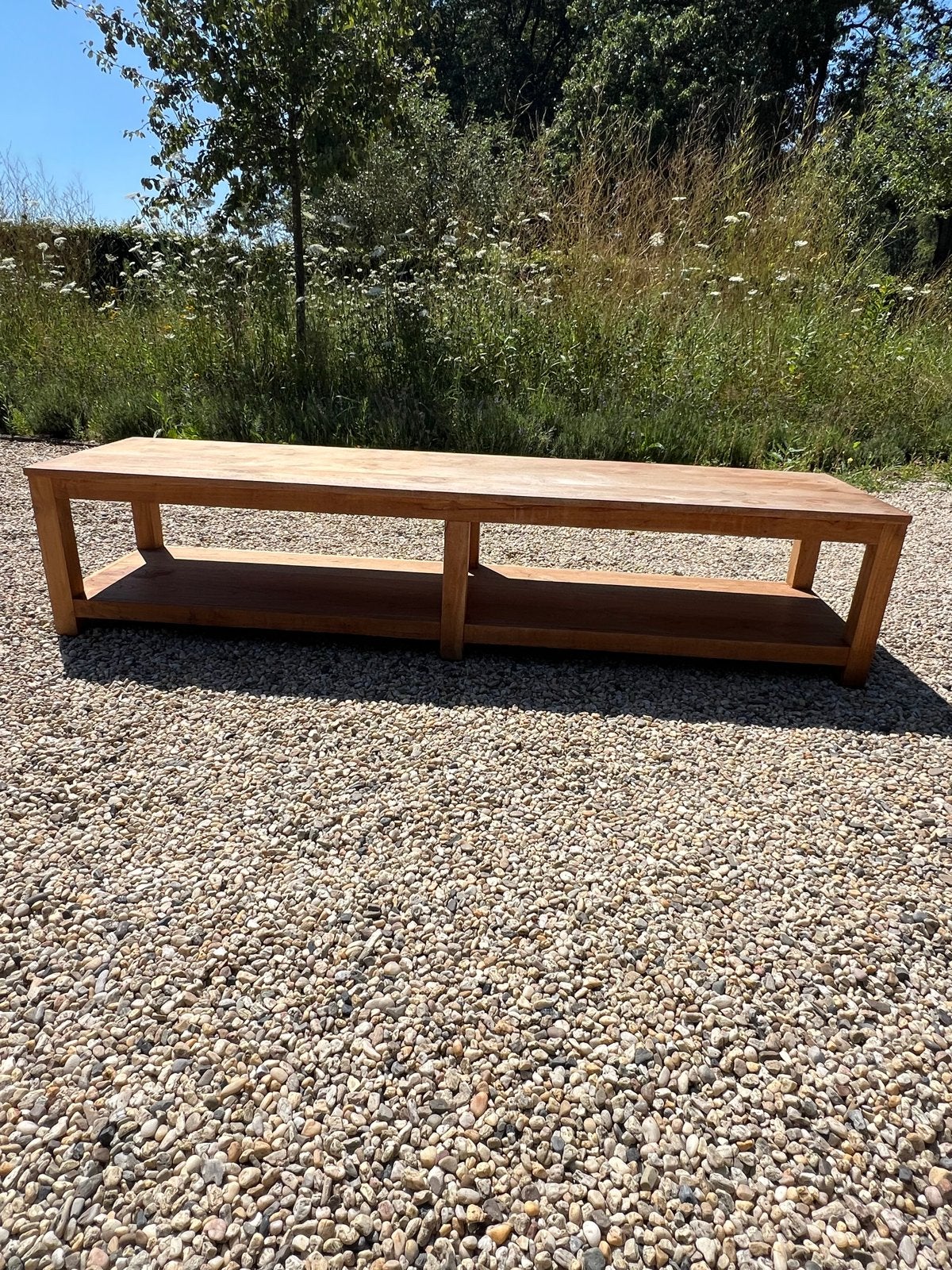 Teakhouten TV meubel, Ophalen, Gebruikt, 150 tot 200 cm, Teakhout