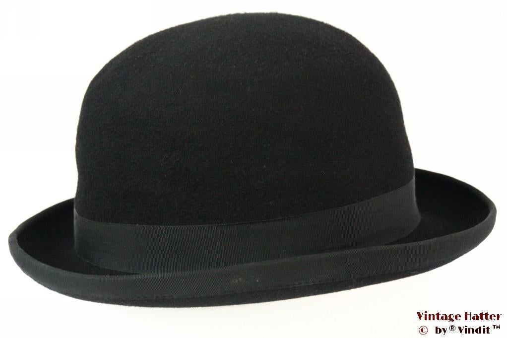 bijzondere Vintage Bolhoed Lonconito hardtop zwart vilt 56, Ophalen of Verzenden, Gebruikt, Handschoenen, Hoed of Pet