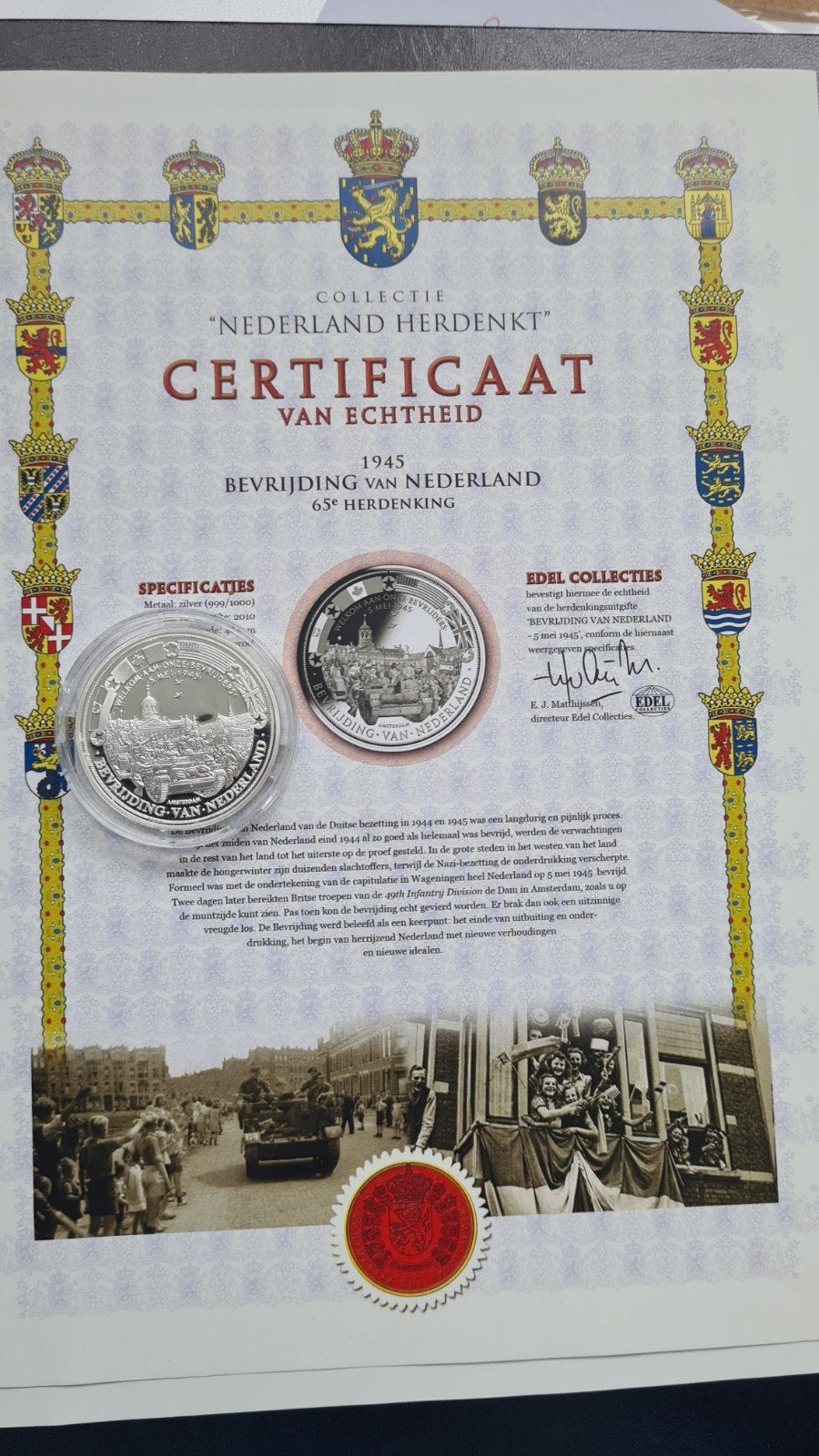 Bevrijding van Ned  1945 serie munt Ned... in Oorlog nr 151., Postzegels en Munten, Munten | Nederland, Ophalen of Verzenden, Koningin Wilhelmina