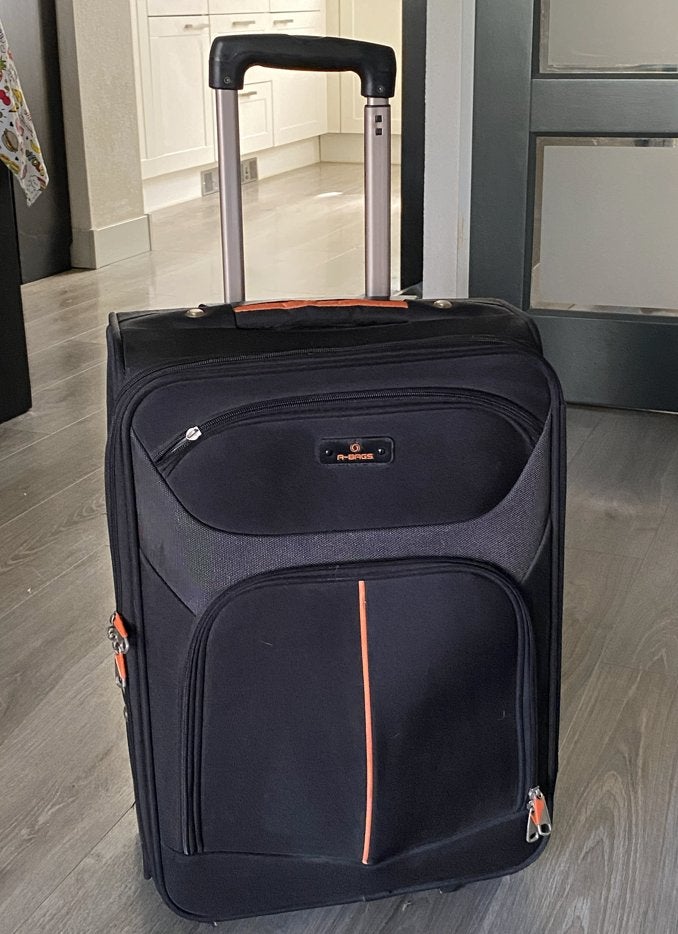 Zwarte A-BAGS reiskoffer met wieltjes 53 x 37 x 27 cm, 50 tot 60 cm, Ophalen of Verzenden, Zo goed als nieuw, 35 tot 45 cm