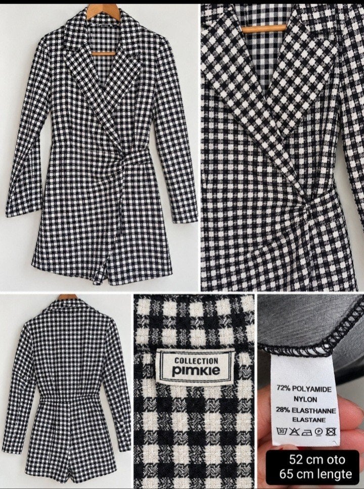 Pimkie geruite broekpak/jumpsuite korte short zwart wit, Zwart, Ophalen of Verzenden, Zo goed als nieuw, Pimkie