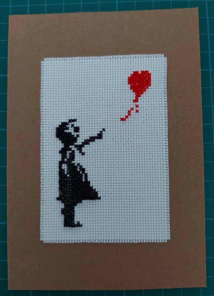 kaart met geborduurd Balloon Girl van Banksy (2022), Ophalen of Verzenden, Nieuw, Overige thema's