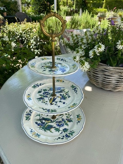 Villeroy & Boch etagiere Phoenix Blau 3-laags, Ophalen of Verzenden, Gebruikt, Porselein, Overige stijlen