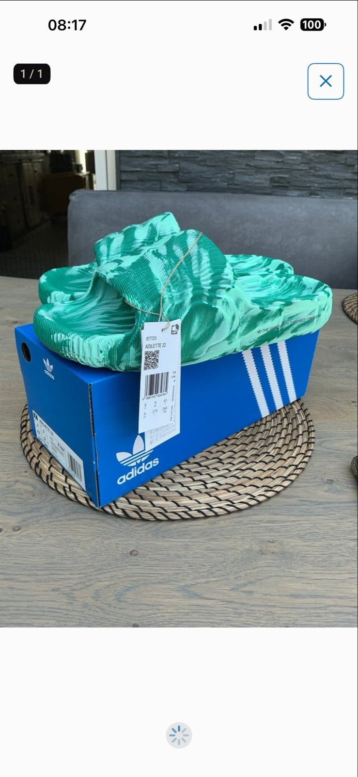 Adidas Adilette 22 Court Green Pulse - Maat 43, Ophalen of Verzenden, Nieuw, Groen, Slippers
