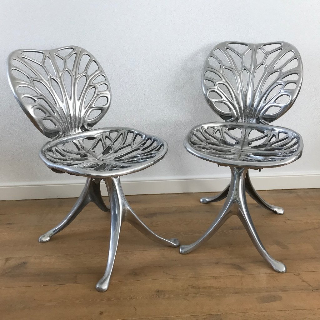 2 Design stoel Quasar Khanh aluminium zeldzaam, Ophalen, Overige kleuren, Zo goed als nieuw, Nvt