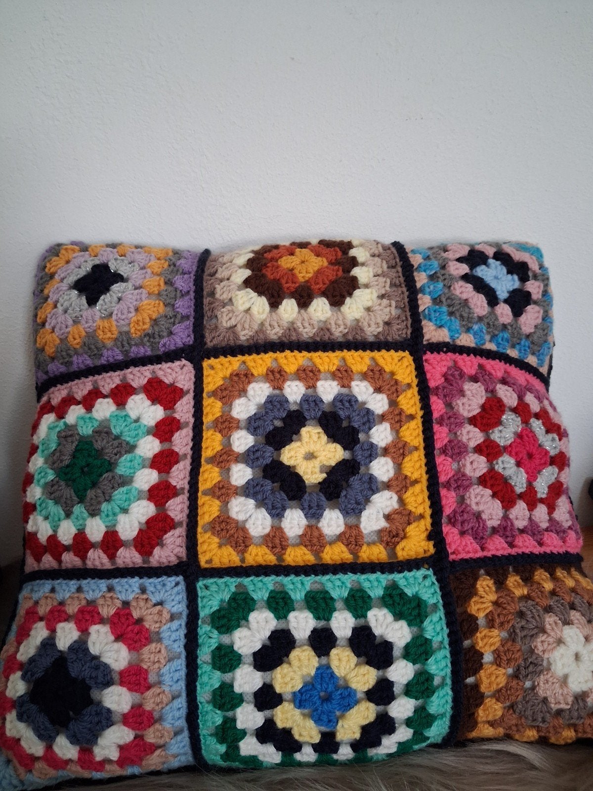 Granny square kussen nieuw, Ophalen of Verzenden, Nieuw, Vierkant, Sierkussen