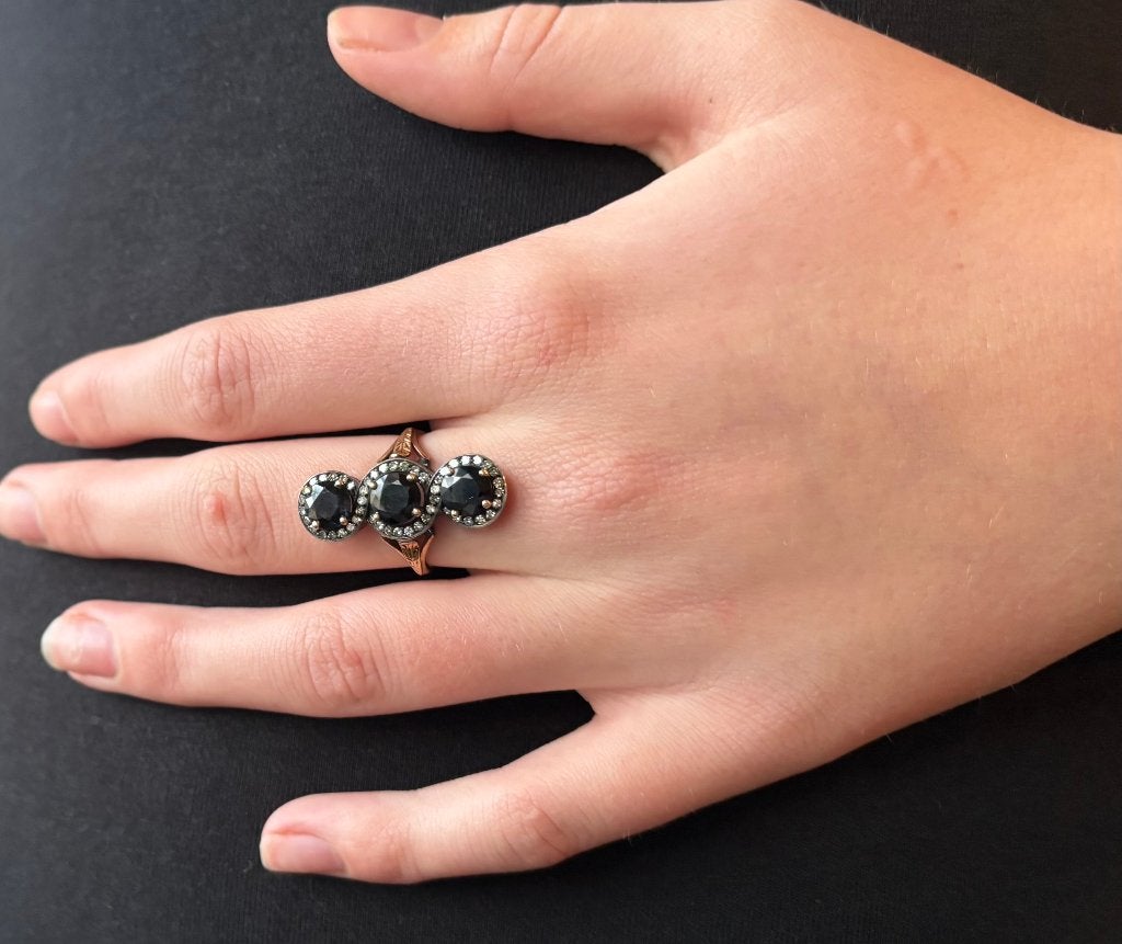 Saffieren 50 diamanten fraaie 14k gouden ring antiek dames