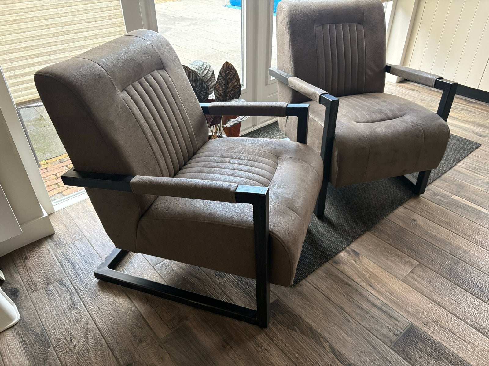 Set van 2 comfortabele fauteuils - Taupe/Bruin, Ophalen, Gebruikt, Twee, Bruin