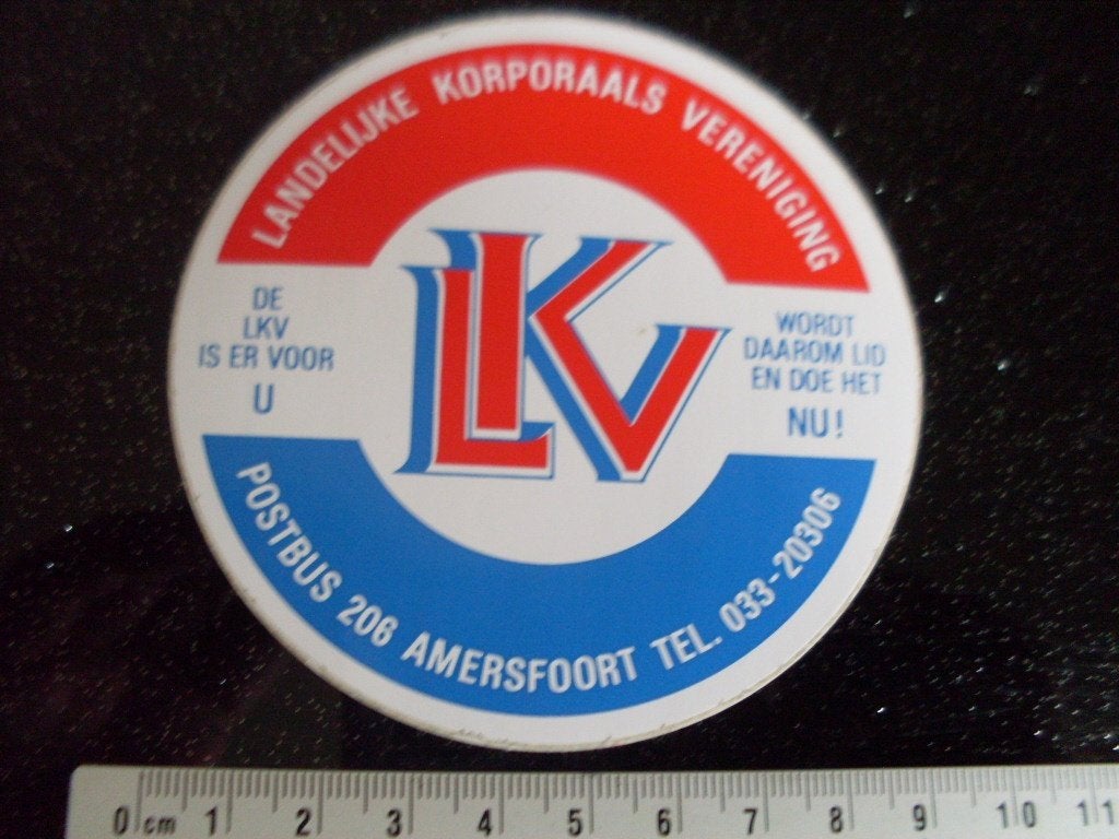 sticker LKV logo landelijke korporaals vereniging amersfoort, Verzenden, Zo goed als nieuw, Bedrijf of Vereniging