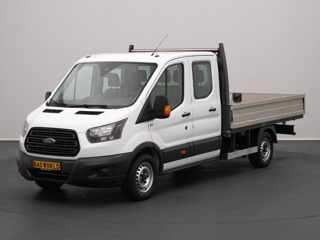 Ford Transit Dubbele Cabine Open Bak 130pk, Navigatie, Auto's, 2423 kg, Euro 6, 4 cilinders, 2000 kg