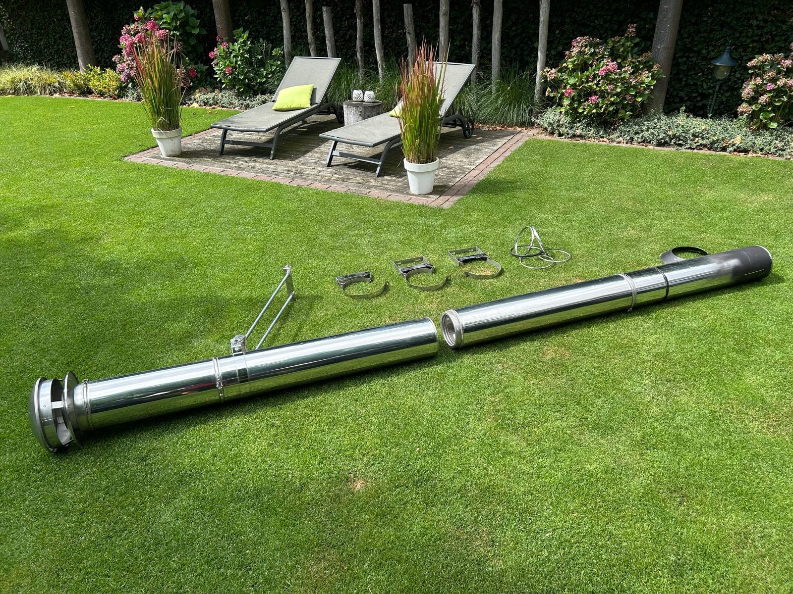 Dubbelwandig RVS rookkanaal 150mm - Compleet pakket, Ophalen, Gebruikt, Overige typen, Minder dan 60 cm