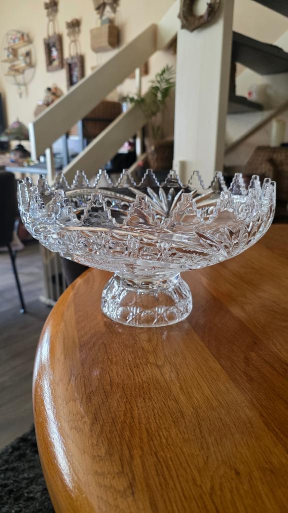 Vintage kristallen Fruit Schaal op Voet🦚Ø28cm🦚Als Nieuw, Antiek en Kunst, Ophalen