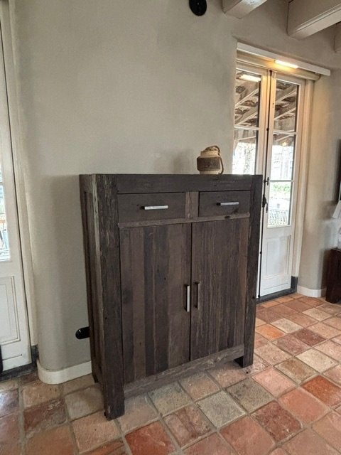 Robuuste houten kast (100x45x140cm), Ophalen, Gebruikt, 100 tot 150 cm, 25 tot 50 cm