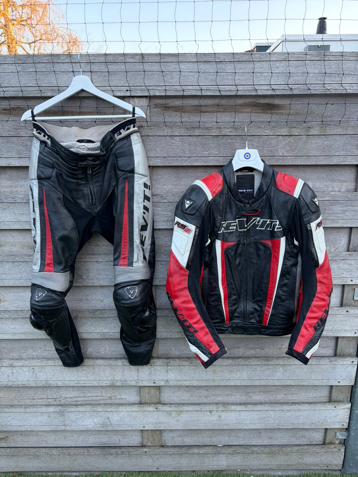 Rev’it 2-delig lederen pak, Motoren, Ophalen, Tweedehands, Heren, Combipak