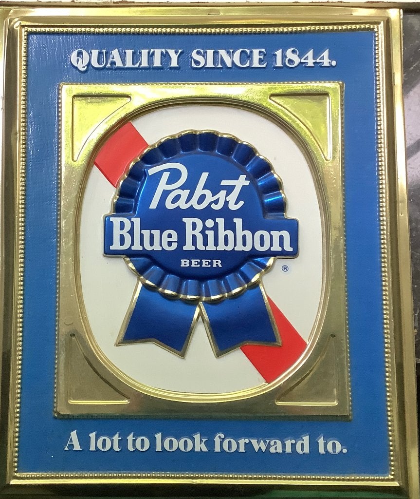 Vintage Bierreclame Pabst blue ribbon Amerika sixties, Verzamelen, Biermerken, Ophalen of Verzenden, Zo goed als nieuw, Reclamebord, Plaat of Schild