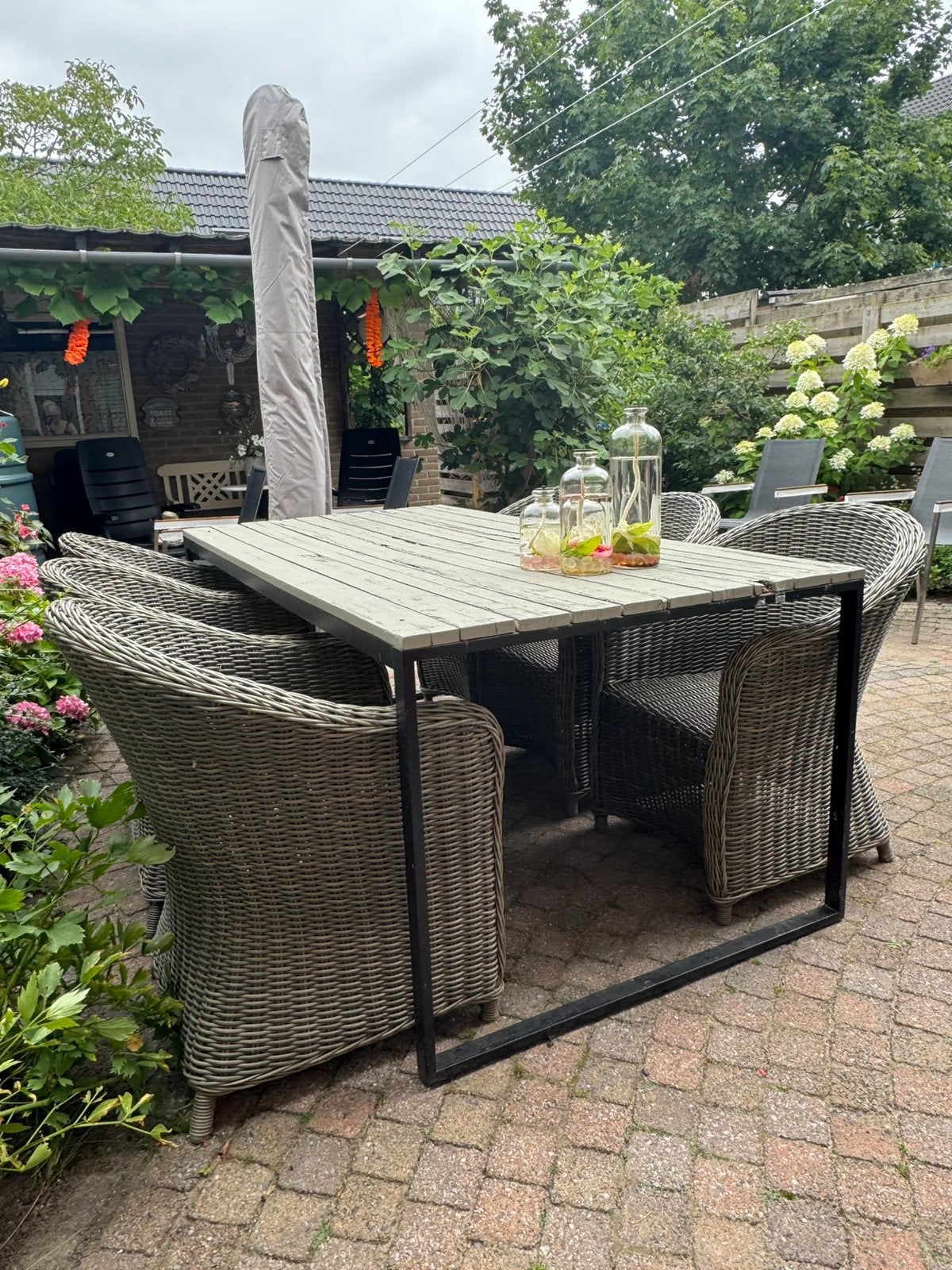 Tuintafel met 6 stoelen van de Fontijn, Ophalen, Gebruikt