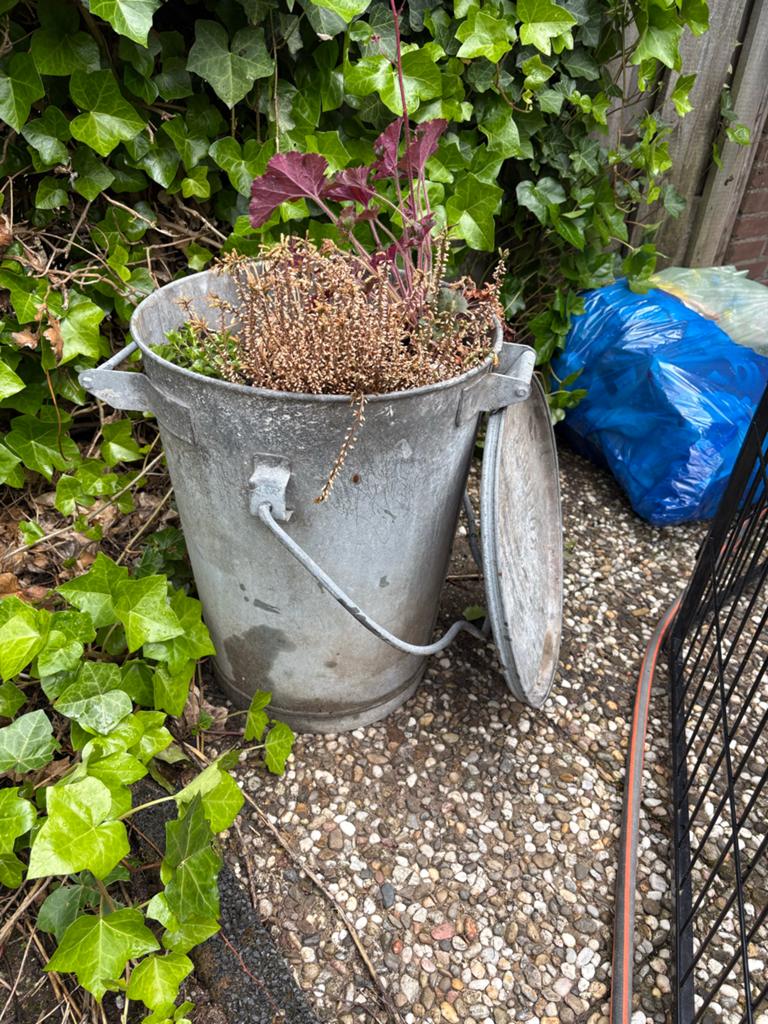 Zinken emmer, Tuin en Terras, Bloembakken en Plantenbakken, Ophalen, Gebruikt, Rond, Balkon