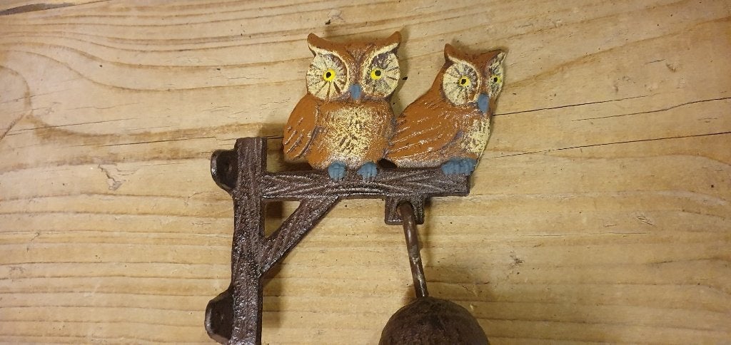 DEURBEL / 2 UILEN / GIETIJZER, Tuin en Terras, Tuinwanddecoratie, Huis en tuin decoratie Marie, Nieuw, Info@huisentuindecoratiemarie.nl