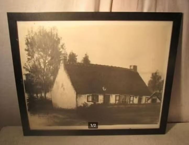 Mooi Aquarel 'Oude Hoeve' - Ignace Maes, Ophalen of Verzenden, Origineel werk, Aquarel, Landschap