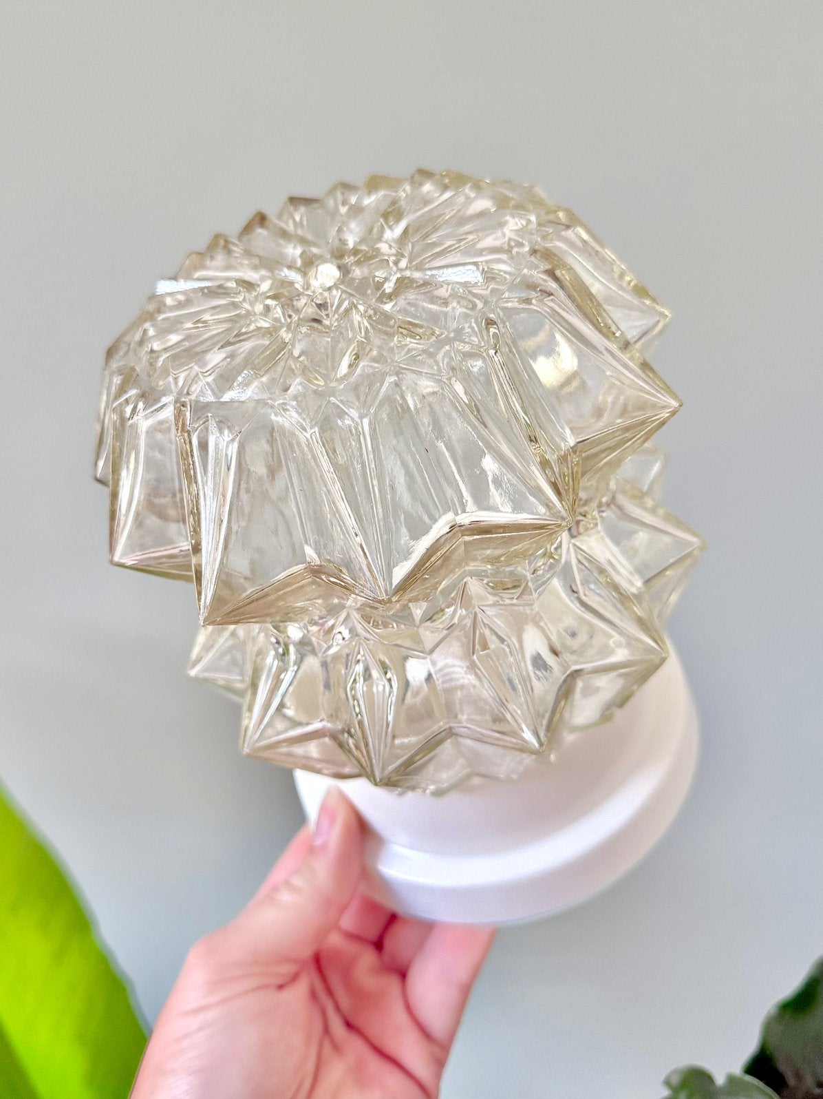 Vintage glazen plafondlamp muurlamp plafonnière, Ophalen of Verzenden, Gebruikt, Glas