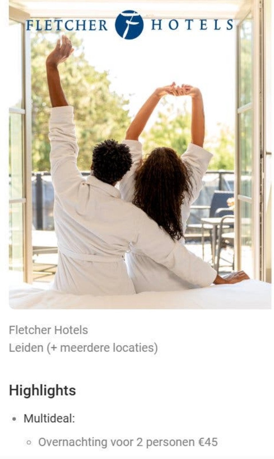 Flechter overnachting!, Twee personen, 1 overnachting