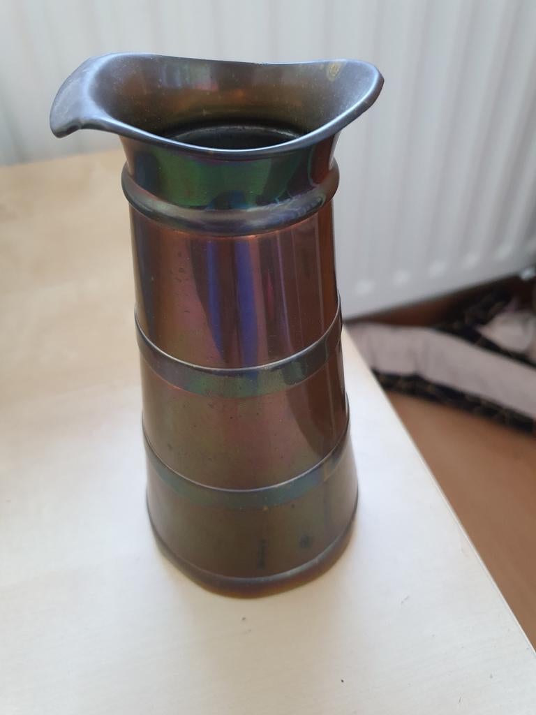 Antieke koperen kolenpot, hoogte 17 cm, Ophalen of Verzenden