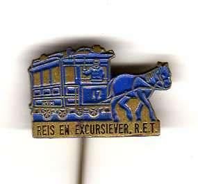 Speldje PAARDENTRAM RET REIS EN EXCURSIEVERENIGING BLAUW, Verzamelen, Speldjes, Pins en Buttons, Ophalen of Verzenden, Gebruikt