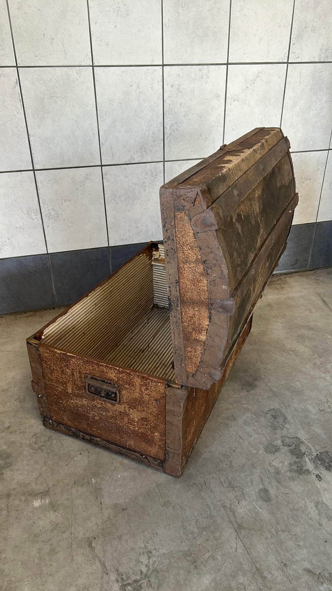 Mooie vintage hut koffer. 76 cm breed., Ophalen, Gebruikt, 50 tot 100 cm, Overige houtsoorten