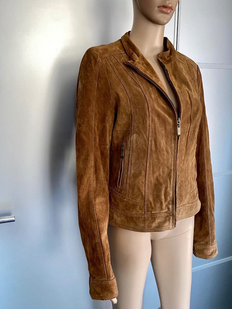 J111 Echt-suede leren jasje mt. M=38/40 jack jas blazer, Kleding | Dames, Jasjes, Kostuums en Pakken, Maat 38/40 (M), Bruin, Ophalen of Verzenden