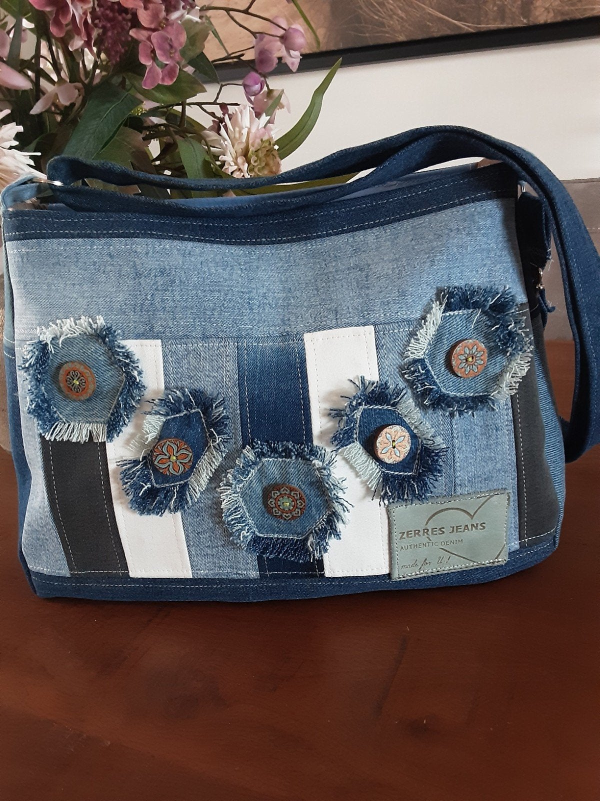 Handgemaakte jeanstas  (spijkertas), Minder dan 30 cm, Blauw, Nieuw, Ophalen of Verzenden