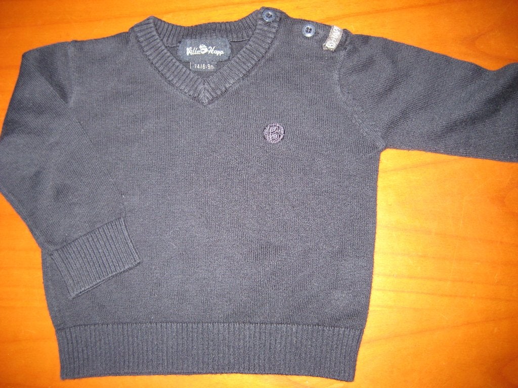 Donkerblauwe trui, 74, Villa Happ, Kinderen en Baby's, Babykleding | Maat 74, Ophalen of Verzenden, Zo goed als nieuw, Jongetje