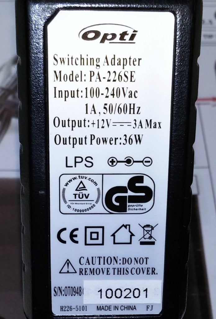 AC DC Adapter Opti PA-226SE 12V 1A 3A 3000mAh 36W Oplader, Ophalen of Verzenden, Nieuw