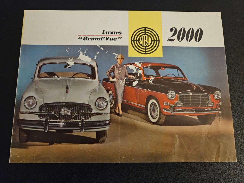 Brochure Steyr 2000 Luxus "Grand Vue", Boeken, Auto's | Folders en Tijdschriften, Ophalen of Verzenden, Zo goed als nieuw, Overige merken