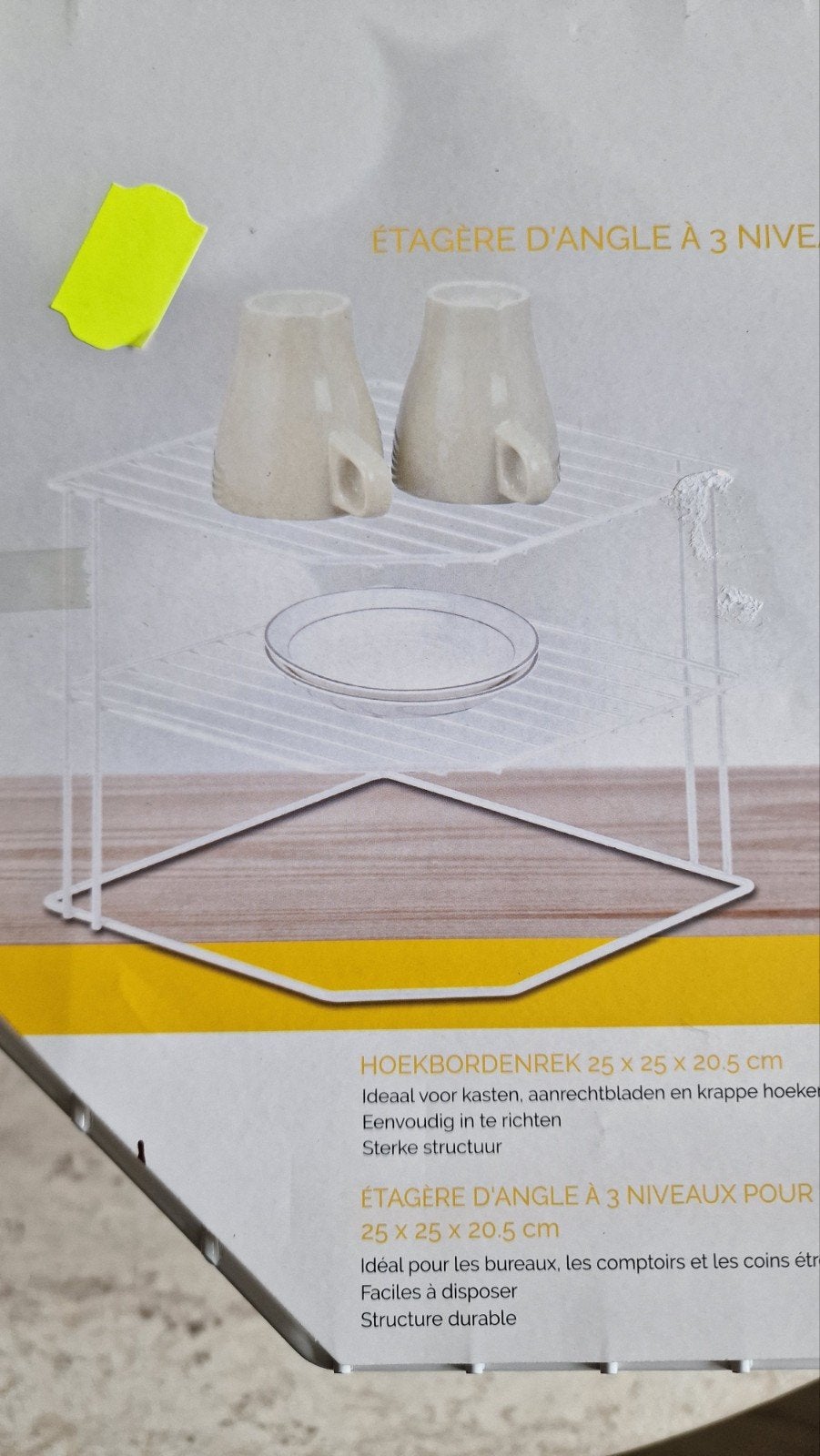 Watsonhome Hoekbordenrek - 3 Niveaus, Ophalen, Bordenrek, Nieuw, Metaal
