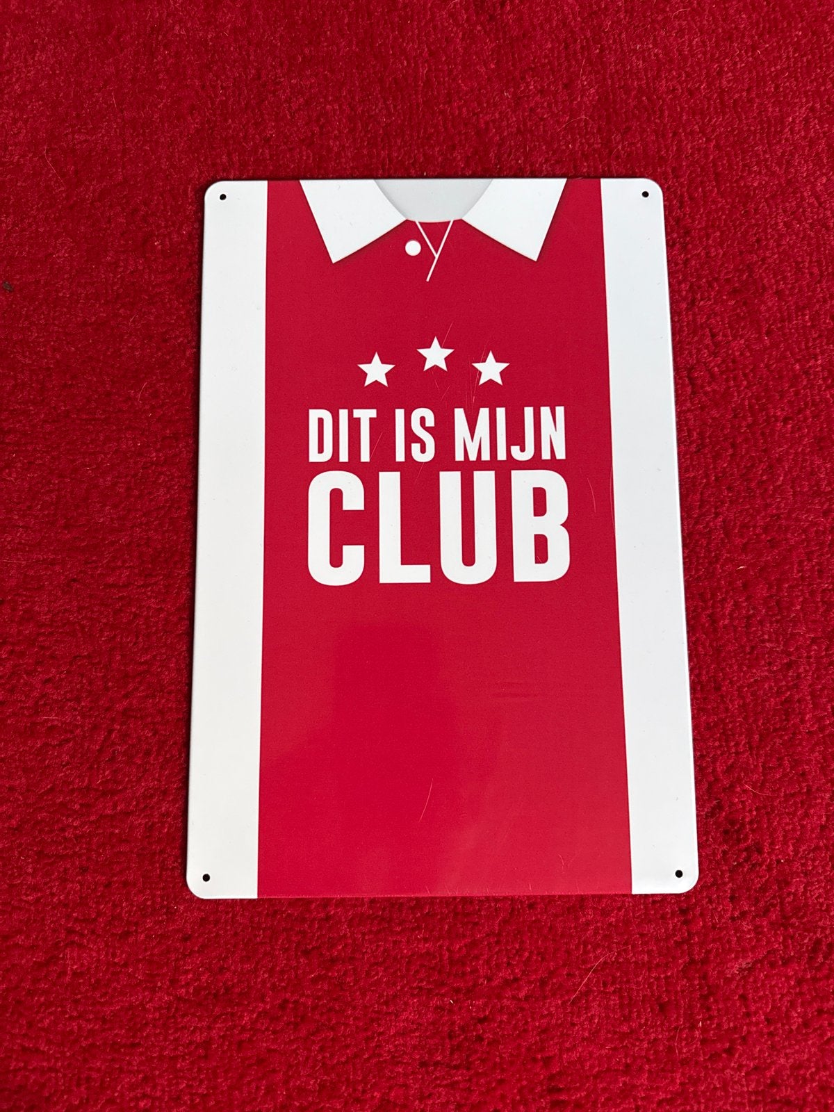 Metalen wandbord Ajax 'Dit is mijn Club' - 30x20cm, Metaal, Rood, Nieuw, Ophalen of Verzenden
